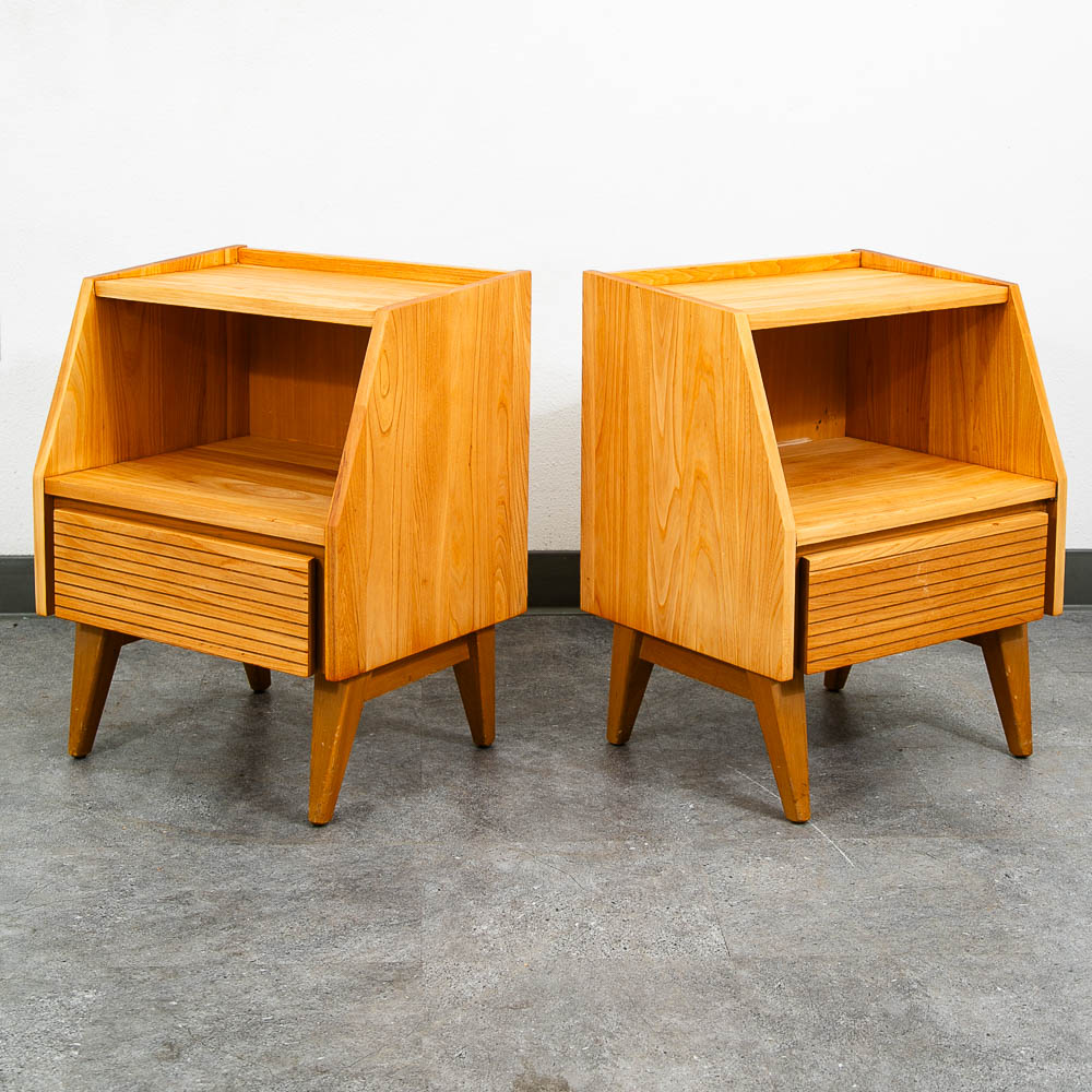 Mid Century Modern Nightstands Solid Oak Dillingham Drawers End Tables MCM - Image 5
