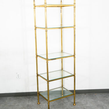 Mid Century Modern Display Cabinet Etagere Compact Brass Glass Shelving Unit