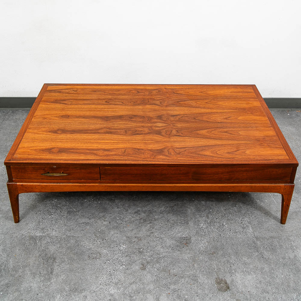 Mid Century Modern Coffee table Lane One Drawer Storage Walnut Door Restored - Image 4