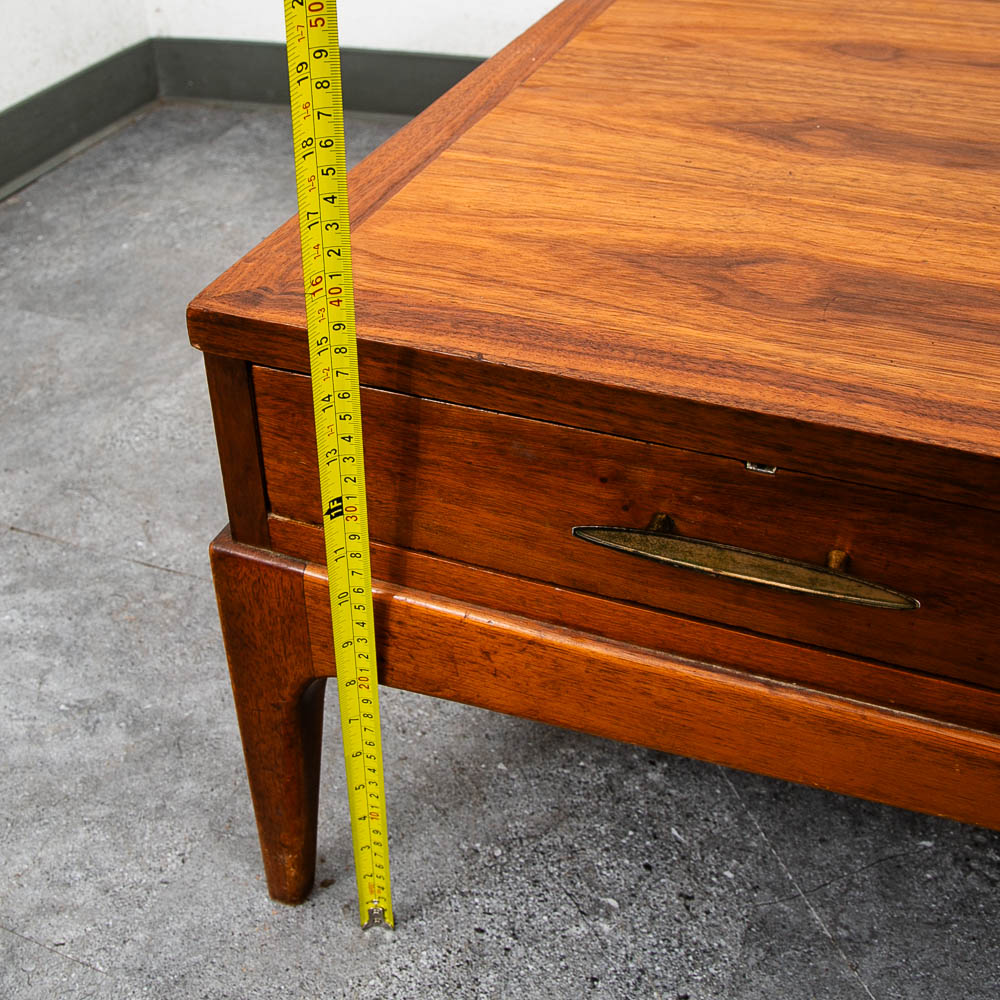 Mid Century Modern Coffee table Lane One Drawer Storage Walnut Door Restored - Image 12