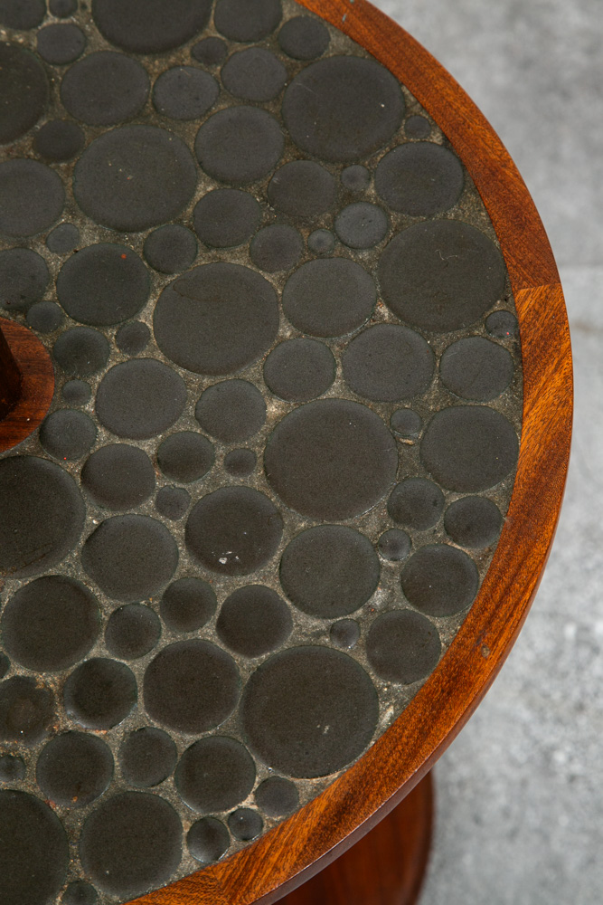 Mid Century Modern Floor Lamp Martz Marshall Studios Walnut Table Coin Ceramic - Image 10