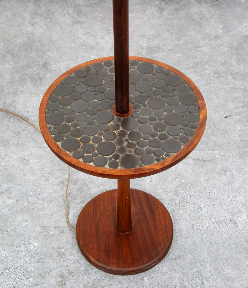 Mid Century Modern Floor Lamp Martz Marshall Studios Walnut Table Coin Ceramic - Image 6