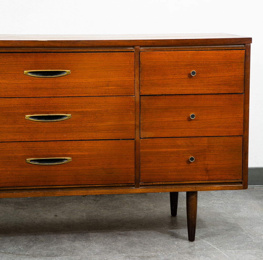 Mid Century Modern Dresser Credenza 9 Drawer Vintage Walnut Danish Drexel Lane - Image 10