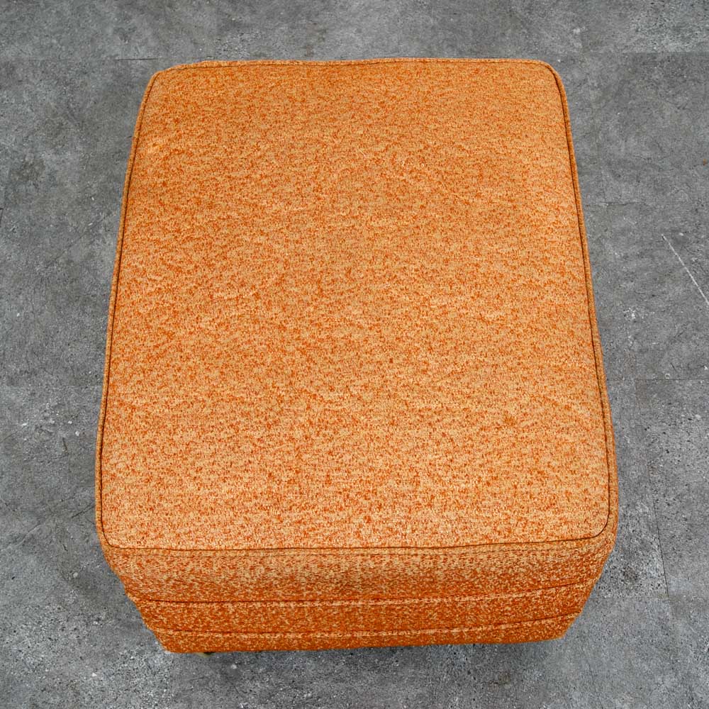 Mid Century Modern Ottoman Stool Rectangular Cushion Orange Vintage Rolling Seat - Image 11