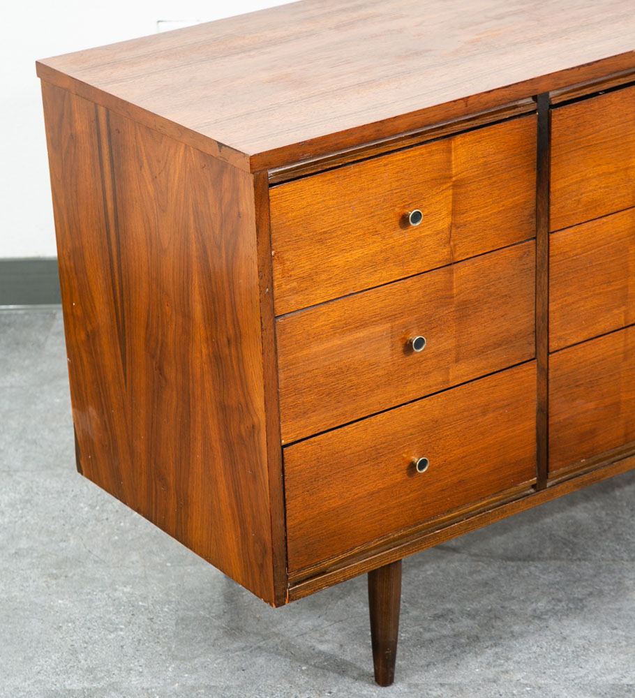 Mid Century Modern Dresser Credenza 9 Drawer Vintage Walnut Danish Drexel Lane - Image 8