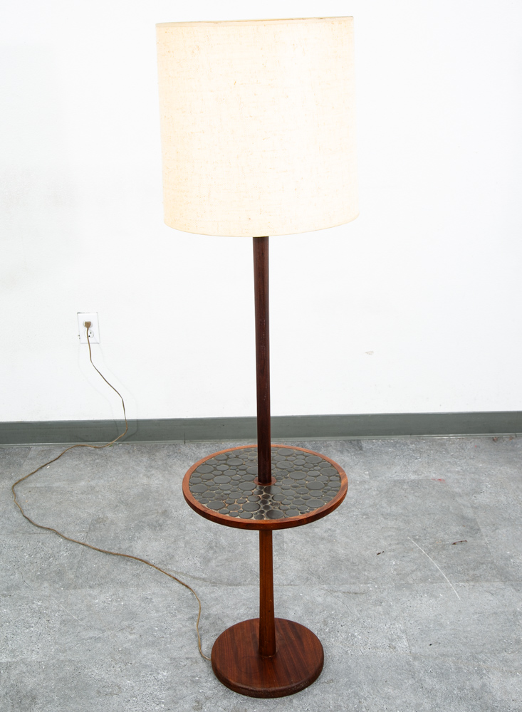 Mid Century Modern Floor Lamp Martz Marshall Studios Walnut Table Coin Ceramic - Image 7