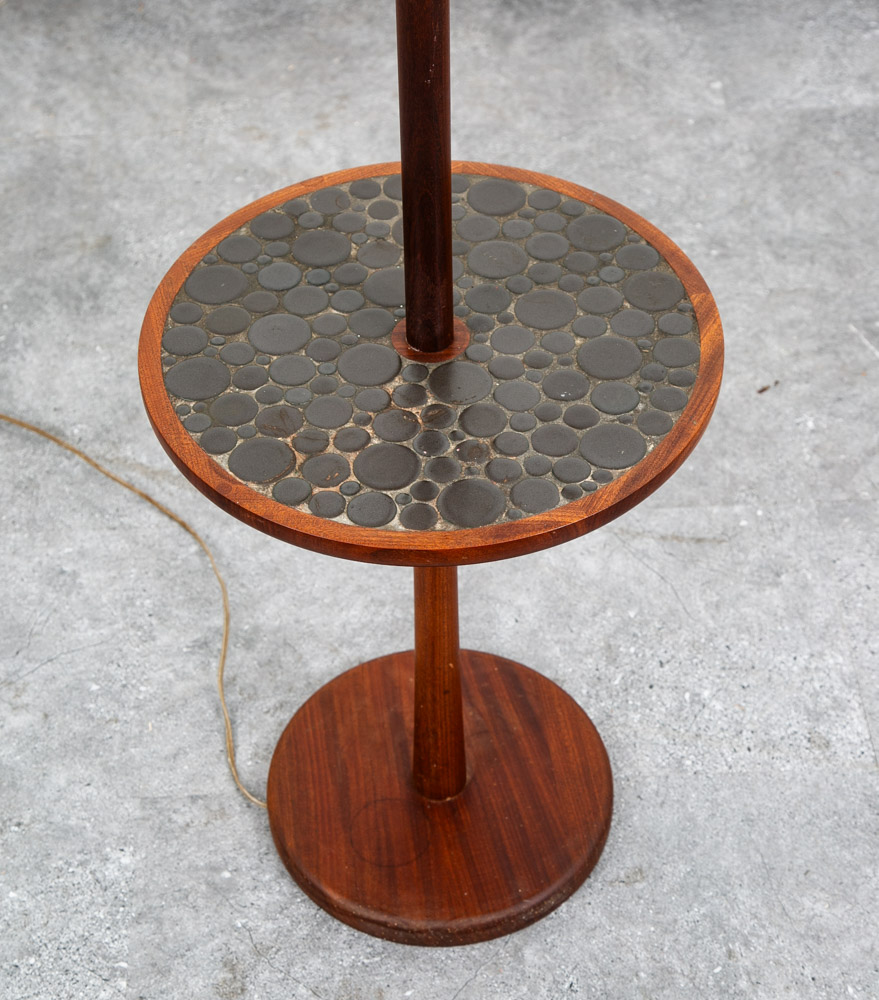 Mid Century Modern Floor Lamp Martz Marshall Studios Walnut Table Coin Ceramic - Image 9