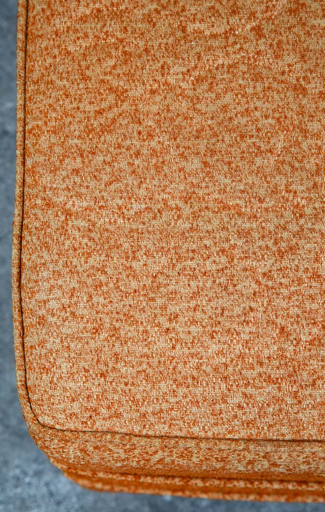 Mid Century Modern Ottoman Stool Rectangular Cushion Orange Vintage Rolling Seat - Image 6