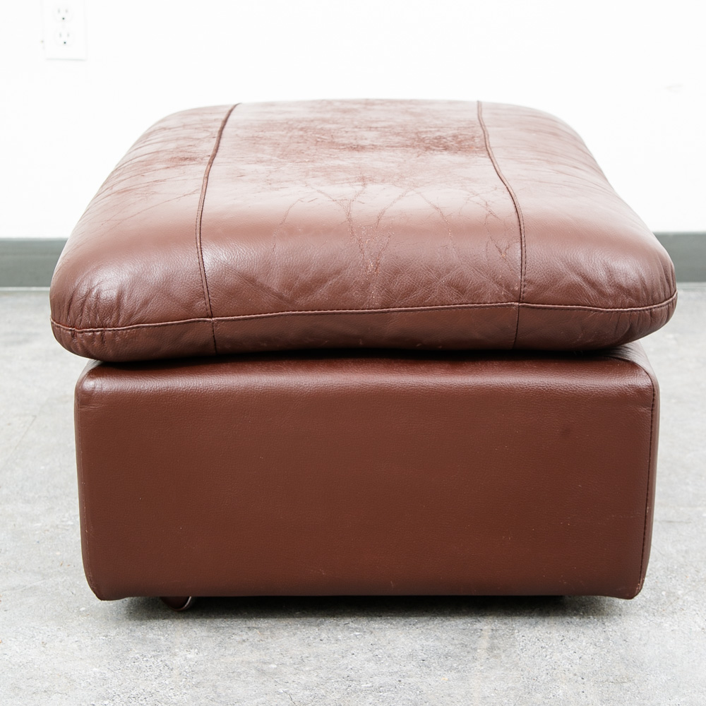 Mid Century Modern Lounge Chair + Ottoman Percival Lafer Brown Leather Armchair - Image 7