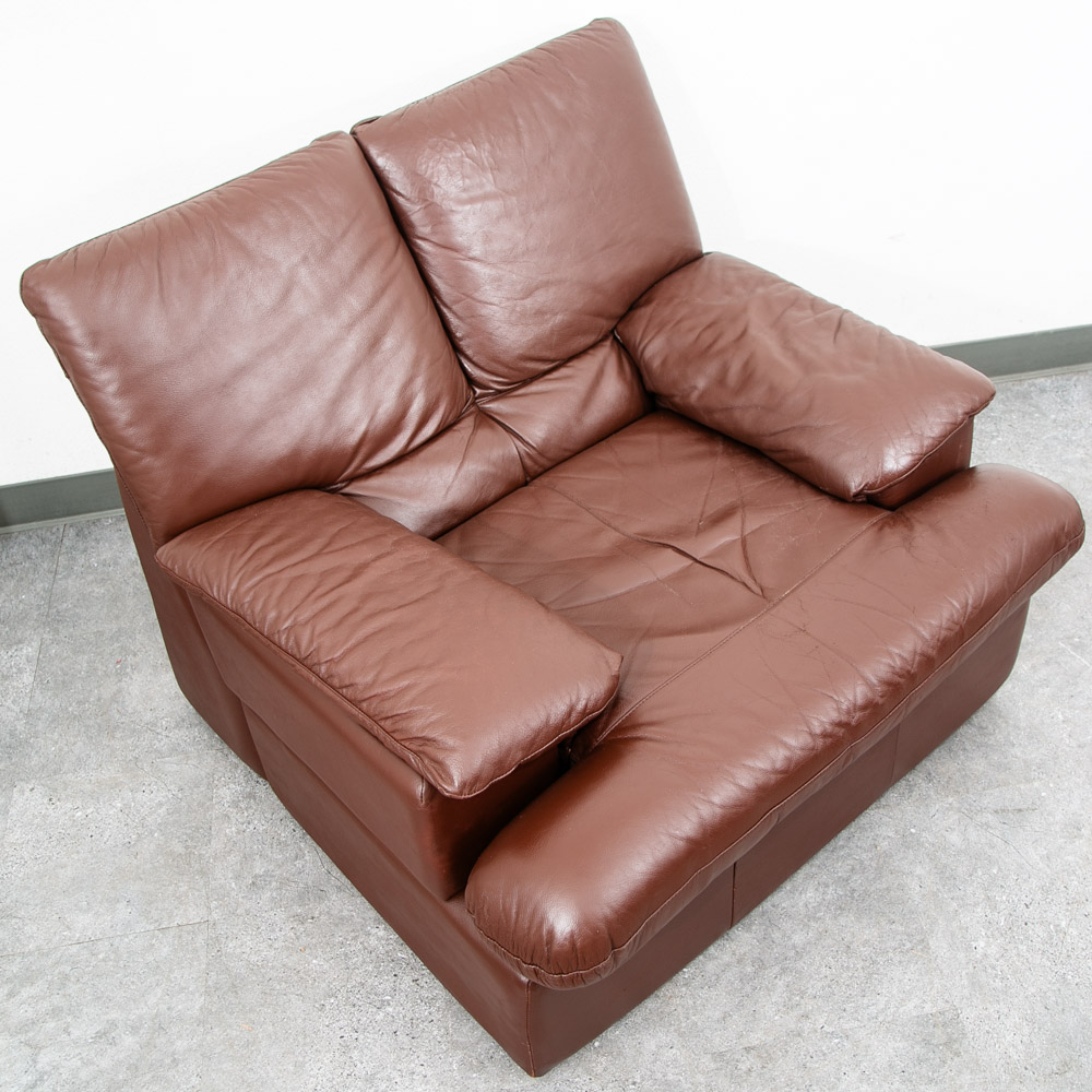Mid Century Modern Lounge Chair + Ottoman Percival Lafer Brown Leather Armchair - Image 6