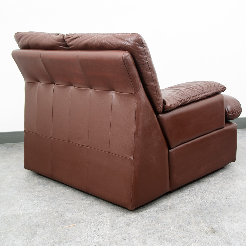 Mid Century Modern Lounge Chair + Ottoman Percival Lafer Brown Leather Armchair - Image 4