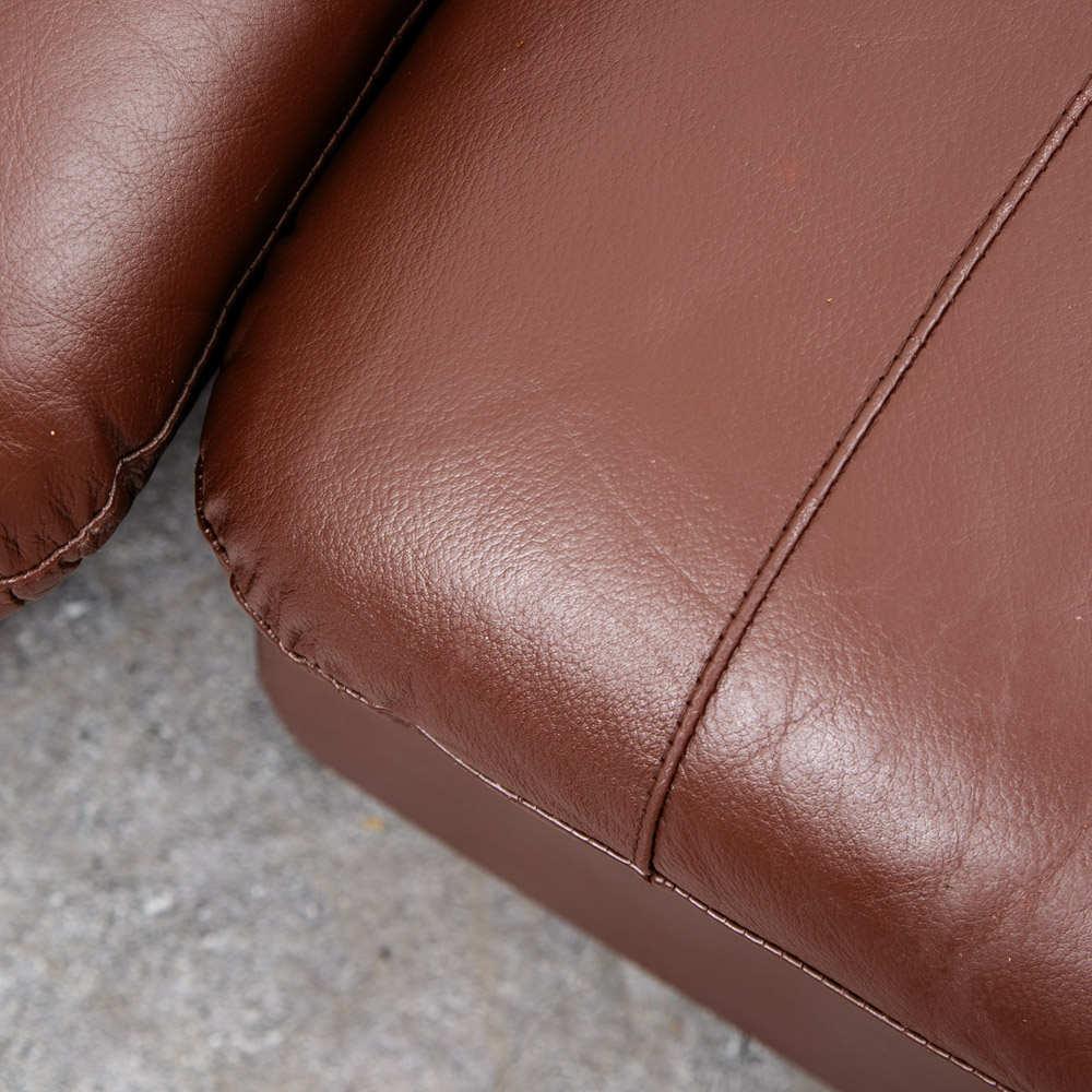 Mid Century Modern Lounge Chair + Ottoman Percival Lafer Brown Leather Armchair - Image 12