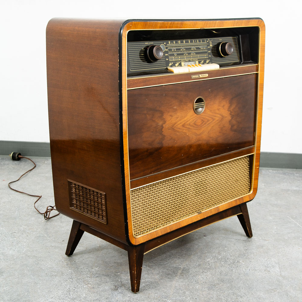Mid Century Danish Modern Stereo Console Grundig Record Player Radio Hifi Mcm