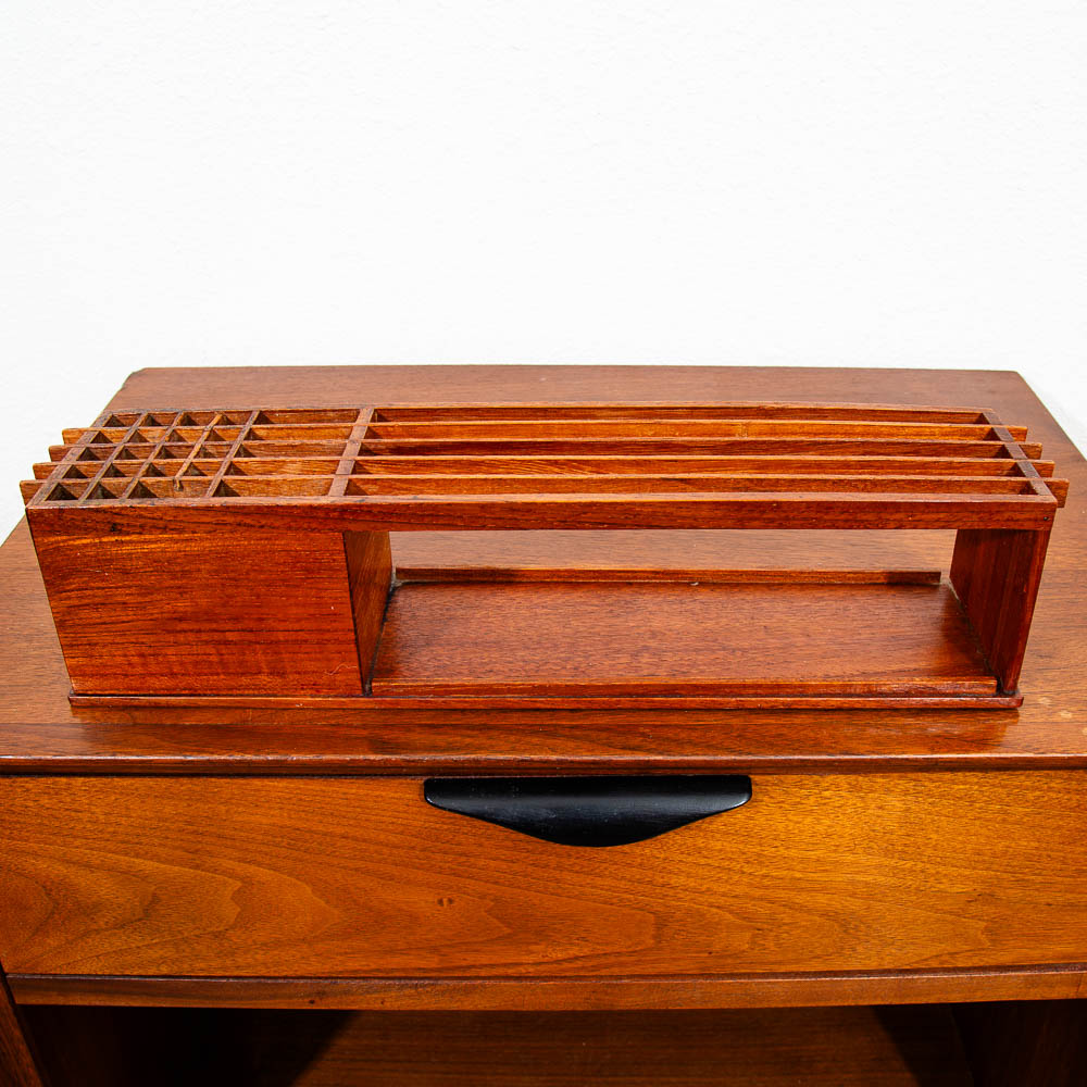 Mid Century Modern Vintage Danish Teak Wood Desk Organizer Storage ...