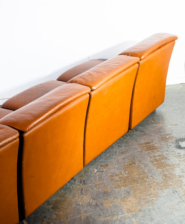 Mid Century Modern Sofa Couch Modular Brayton International Collection Cognac Leather De Sede Sectional Vintage Worn Tan Adjustable Vintage - Image 8