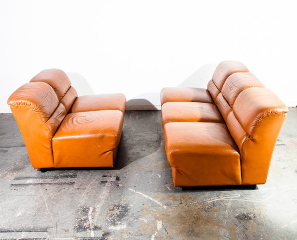 Mid Century Modern Sofa Couch Modular Brayton International Collection Cognac Leather De Sede Sectional Vintage Worn Tan Adjustable Vintage - Image 14