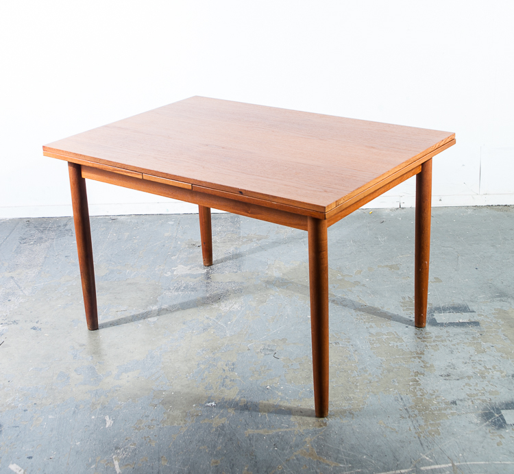 Mid Century Danish Modern Dining Table Teak Extension Leaf x2 Denmark Vintage Slide Out Rectangular Denmark Scandinavian - Image 8