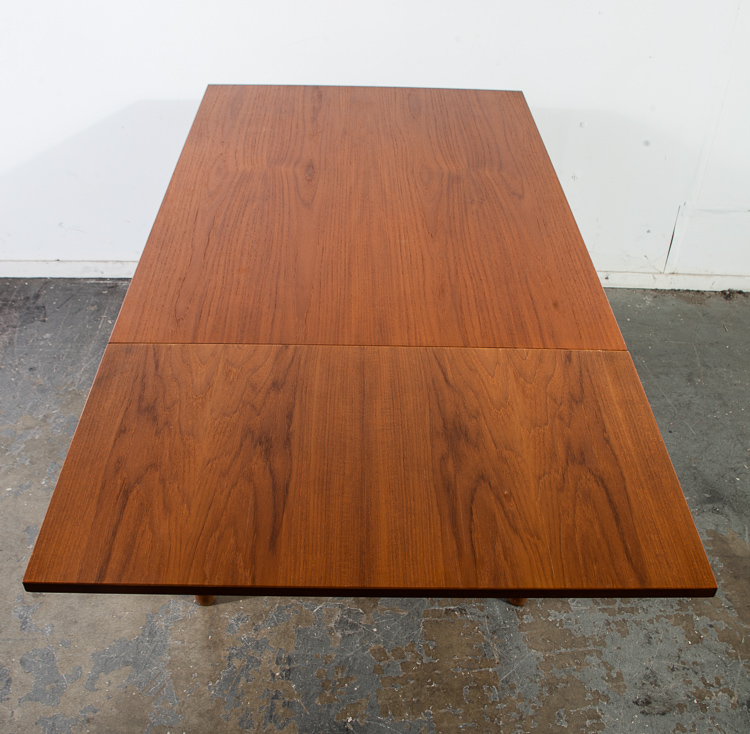 Mid Century Danish Modern Dining Table Teak Extension Leaf x2 Denmark Vintage Slide Out Rectangular Denmark Scandinavian - Image 2