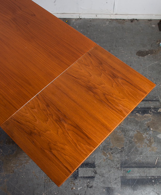 Mid Century Danish Modern Dining Table Teak Extension Leaf x2 Denmark Vintage Slide Out Rectangular Denmark Scandinavian - Image 5