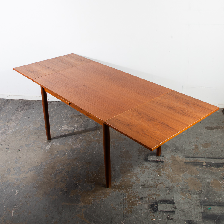 Mid Century Danish Modern Dining Table Teak Extension Leaf x2 Denmark Vintage Slide Out Rectangular Denmark Scandinavian - Image 6