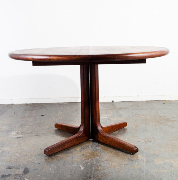 Mid Century Modern Dining Table Glenn California Round Leaf x3 Solid Walnut Mcm