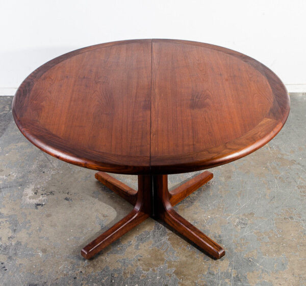 Mid Century Modern Dining Table Glenn California Round Leaf x3 Solid Walnut Mcm