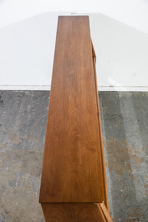 Mid Century Modern headboard bed frame Queen Q Drexel Projection Vintage Koert Storage Cabinet Danish Denmark Broyhill Martinsville - Image 8