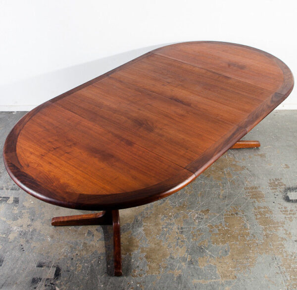 Mid Century Modern Dining Table Glenn California Round Leaf x3 Solid Walnut Mcm