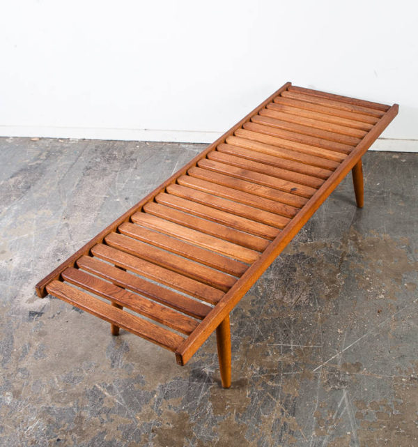 Mid Century Modern Bench Slat Solid Wood AFM UEDA Japan Vintage Stained Dark Oak Slat Mcm Japanese Noguchi Coffee Table Cocktail - Image 9