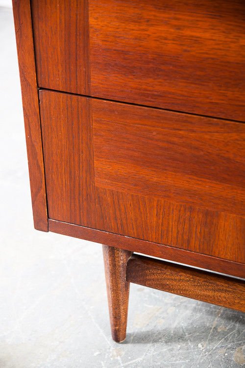 Mid century modern dresser chest of Drawers American of Martinsville merton gershun vintage Danish Restored Walnut Small Bedroom Lane Drexel - Image 8