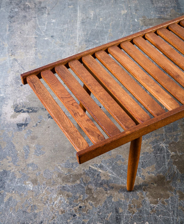 Mid Century Modern Bench Slat Solid Wood AFM UEDA Japan Vintage Stained Dark Oak Slat Mcm Japanese Noguchi Coffee Table Cocktail - Image 3