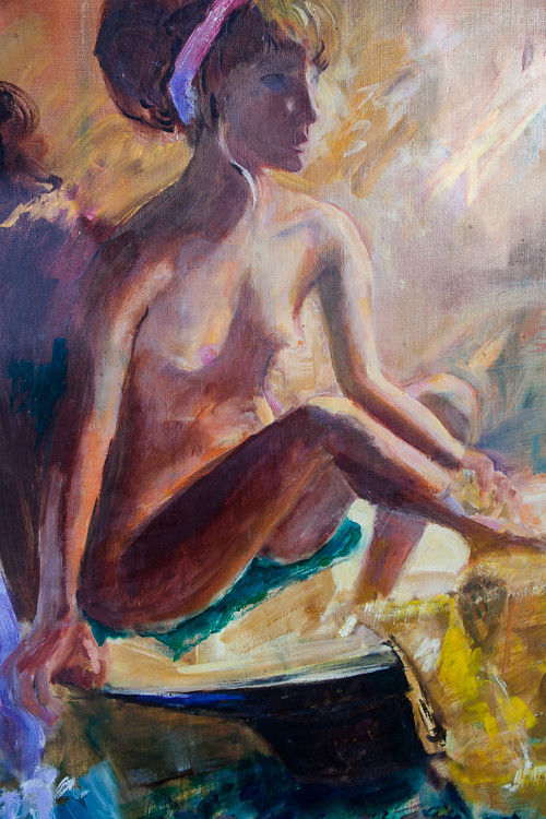 Mid Century Modern Nude Painting Art Artist Toby Willner Signed Original 32x38