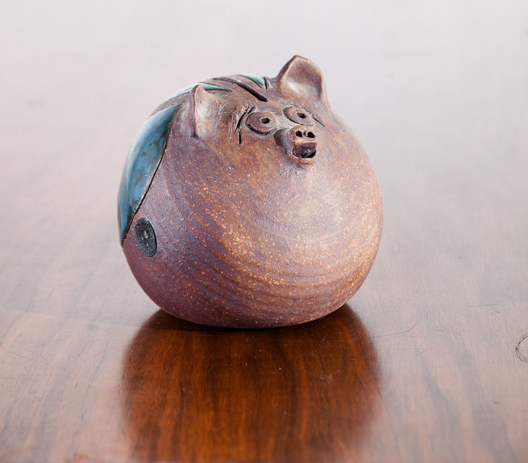 Mid Century Modern Piggy Bank Sam Calder Studio Art Ceramic Pig Critter Pottery