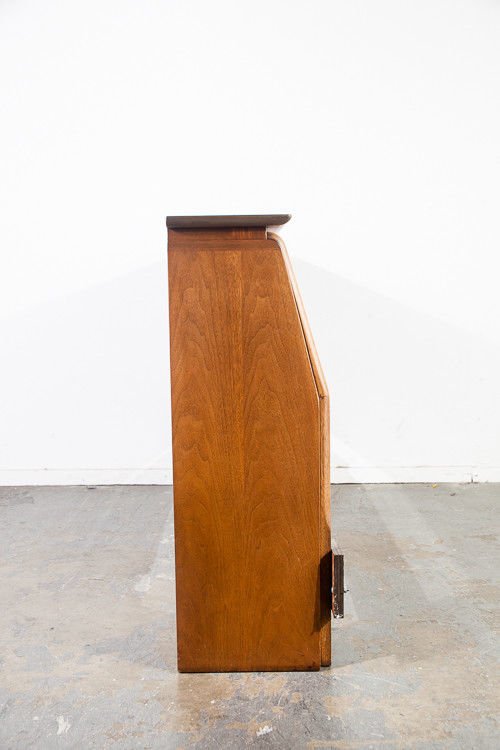 Mid Century Modern headboard bed frame Queen Q Drexel Projection Vintage Koert Storage Cabinet Danish Denmark Broyhill Martinsville - Image 6