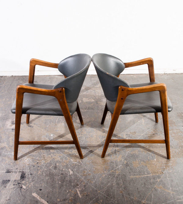 Mid Century Danish Modern Lounge Chairs Set Torben Strandgaard Pair Armchairs VG - Image 5