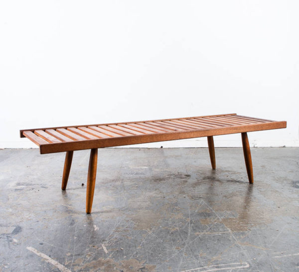 Mid Century Modern Bench Slat Solid Wood AFM UEDA Japan Vintage Stained Dark Oak Slat Mcm Japanese Noguchi Coffee Table Cocktail - Image 2