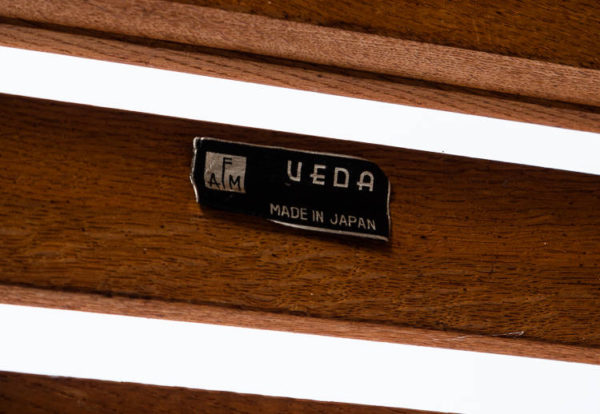 Mid Century Modern Bench Slat Solid Wood AFM UEDA Japan Vintage Stained Dark Oak Slat Mcm Japanese Noguchi Coffee Table Cocktail - Image 5