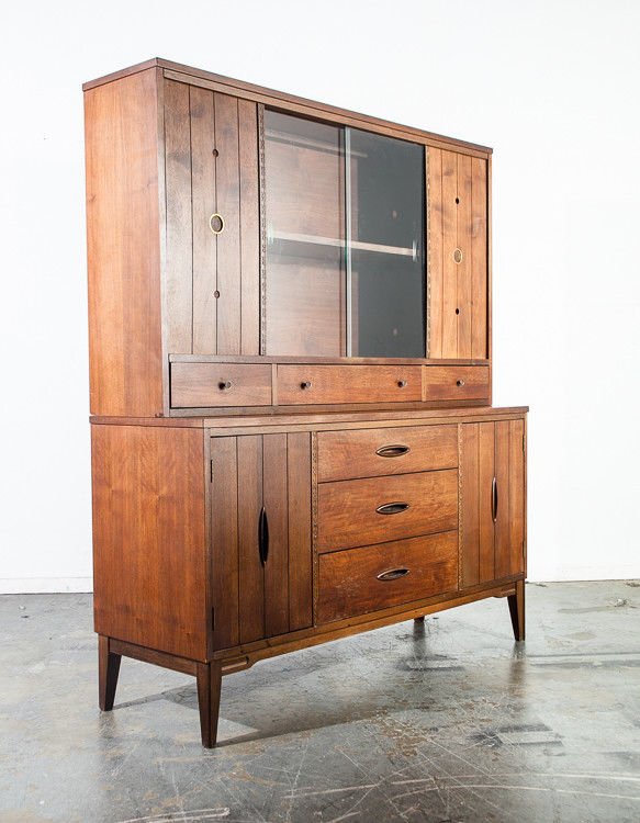 Mid century modern china cabinet hutch credenza broyhill ...