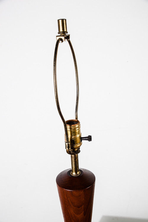 Mid Century Modern Table Lamp Walnut Brass Light Vintage Danish