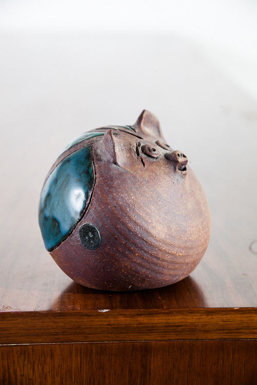 Mid Century Modern Piggy Bank Sam Calder Studio Art Ceramic Pig Critter Pottery