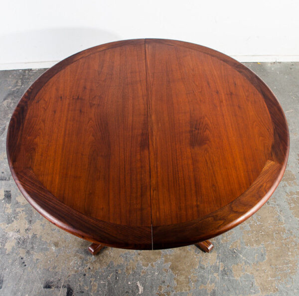 Mid Century Modern Dining Table Glenn California Round Leaf x3 Solid Walnut Mcm
