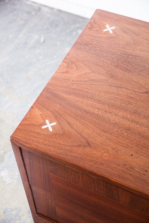 Mid century modern dresser chest of Drawers American of Martinsville merton gershun vintage Danish Restored Walnut Small Bedroom Lane Drexel - Image 5