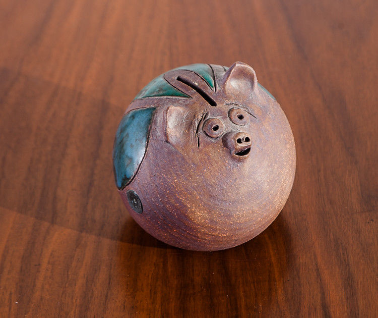Mid Century Modern Piggy Bank Sam Calder Studio Art Ceramic Pig Critter Pottery