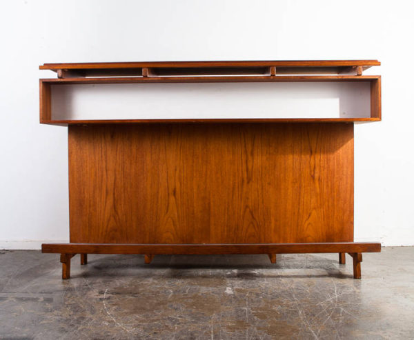 Mid Century Danish Modern Bar Dry Solid Teak Liquor Cabinet Erik Buch  for Dyrlund Cocktail Table Shelf Large Storage Johannes Andersen L VG - Image 2