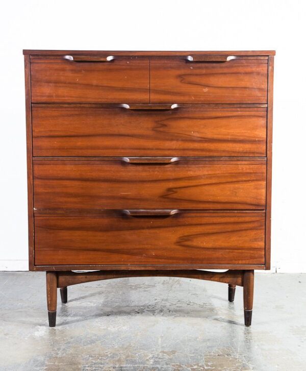 Mid Century Modern Highboy Dresser Tallboy Wide Walnut Wood Wards Lane Drexel Basset Vintage Danish High 4 Drawer Broyhill Martinsville