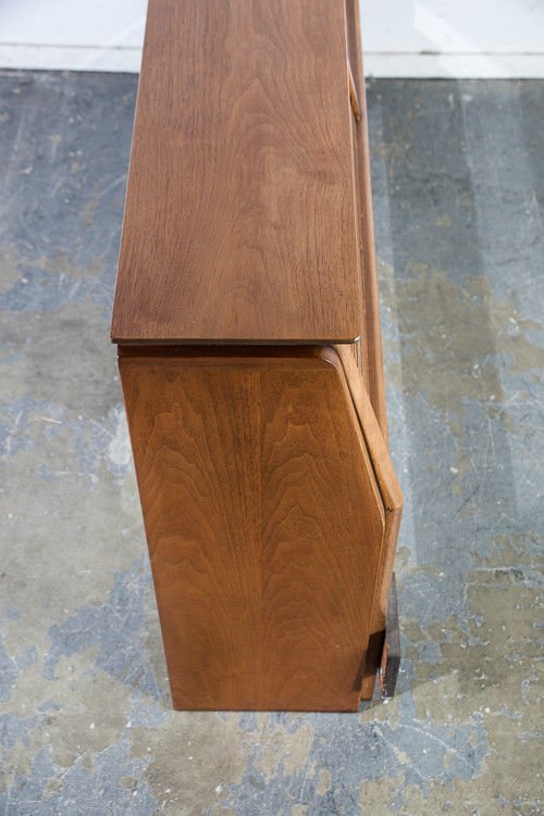 Mid Century Modern headboard bed frame Queen Q Drexel Projection Vintage Koert Storage Cabinet Danish Denmark Broyhill Martinsville - Image 5