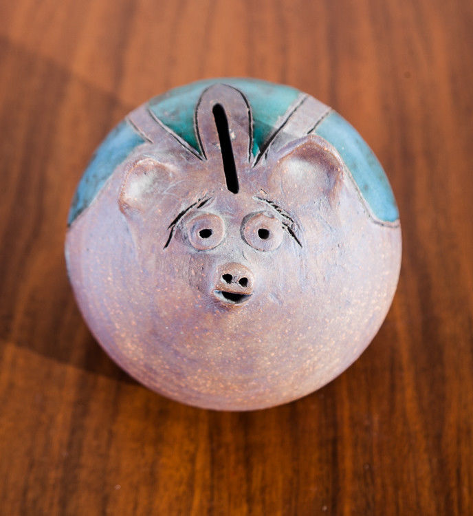 Mid Century Modern Piggy Bank Sam Calder Studio Art Ceramic Pig Critter Pottery