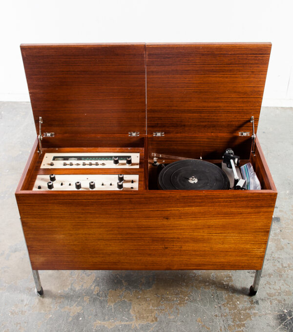 Mid Century Modern Stereo Console Stereotronic Hifi Teak Record Player Tube Amp