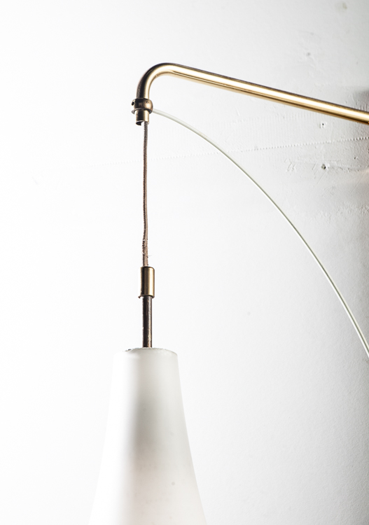 Mid Century Modern Lamp Wall Sconce Gerald Thurston Lightolier Brass Glass Wood