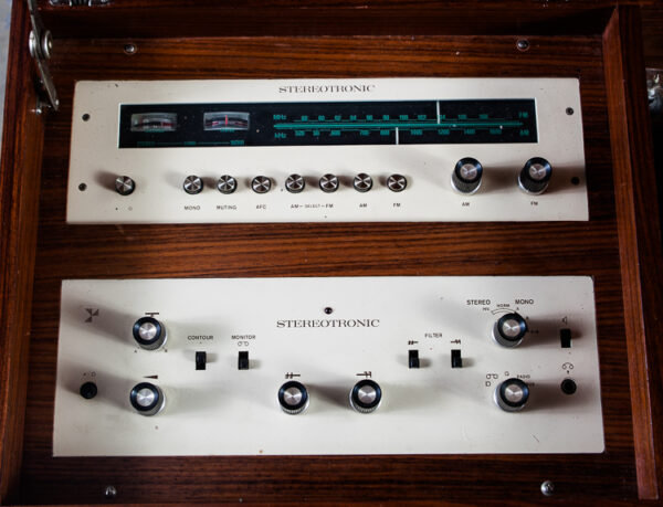 Mid Century Modern Stereo Console Stereotronic Hifi Teak Record Player Tube Amp